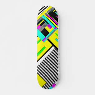 Bright abstract geometric neon pattern throw pillo skateboard