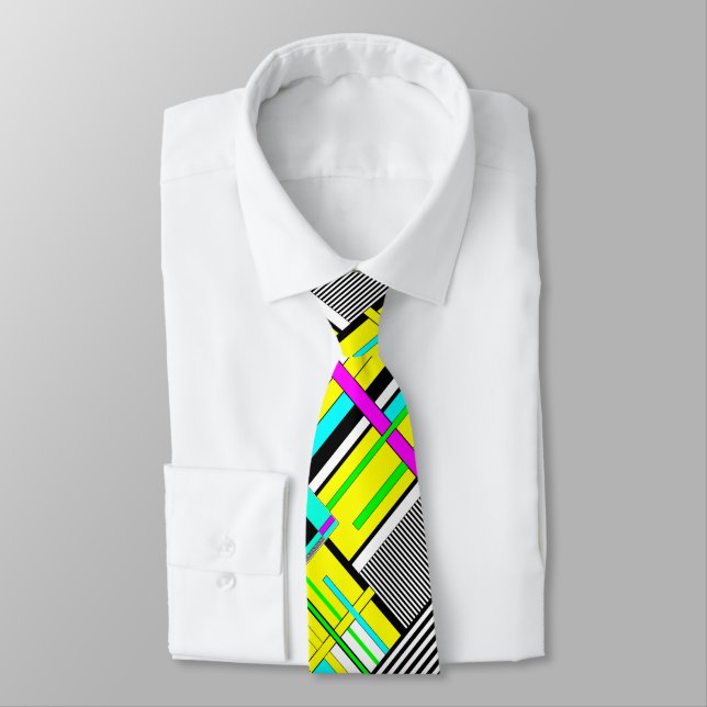 Bright abstract geometric neon pattern  tie (Tied)