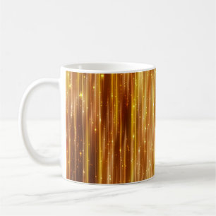 Bright abstract golden background with glitter coffee mug