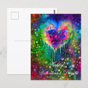 Bright abstract heart and bubbles valentine postcard
