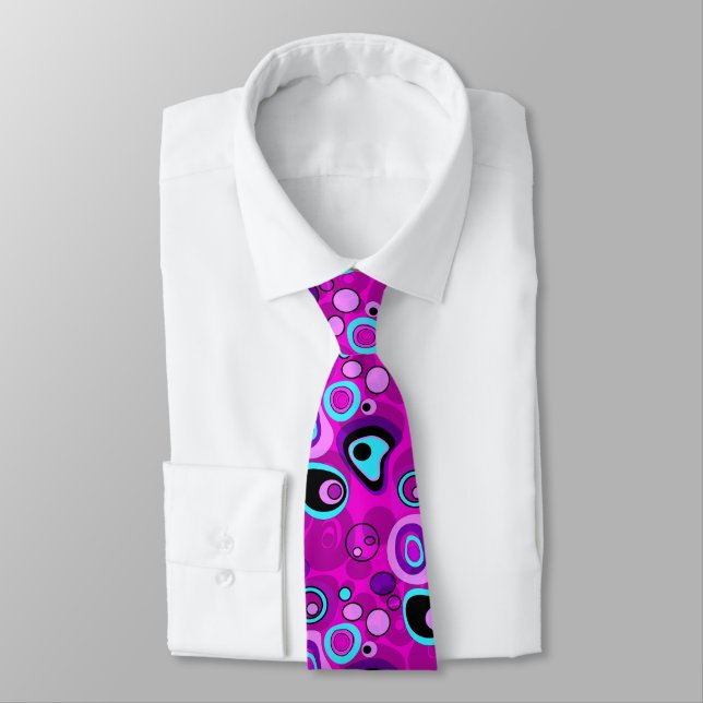 Bright, abstract , Magenta Neck Tie (Tied)