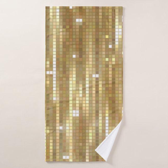 Bright abstract mosaic golden background with glos bath towel (Bath Towel)