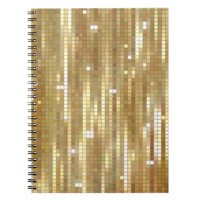 Bright abstract mosaic golden background with glos notebook (Front)