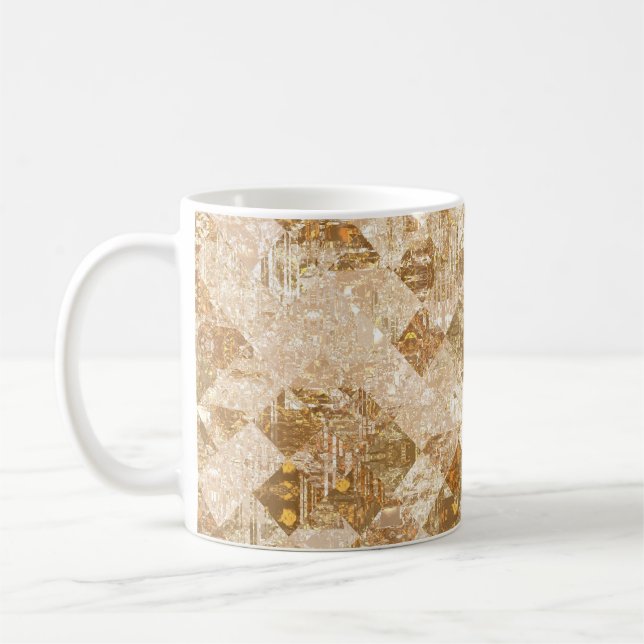 Bright abstract mosaic golden pattern coffee mug (Left)