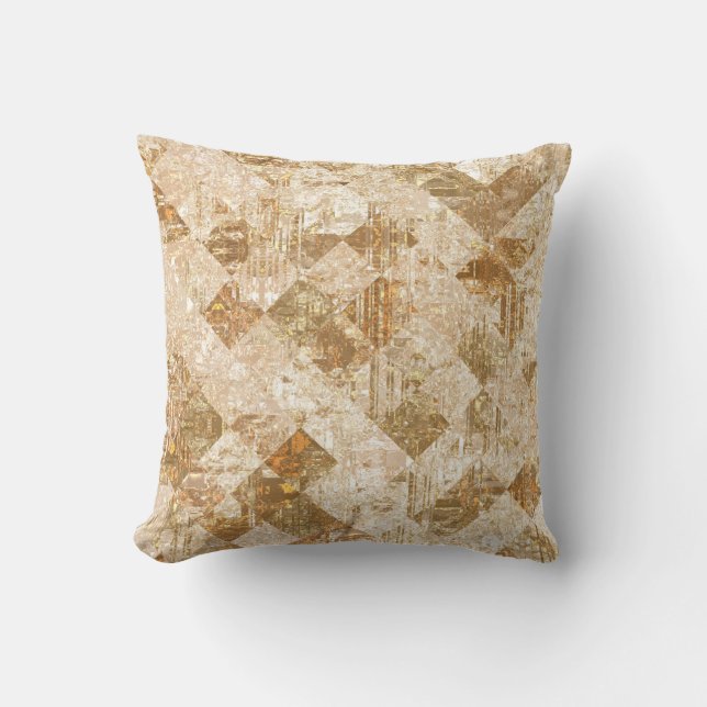 Bright abstract mosaic golden pattern cushion (Front)