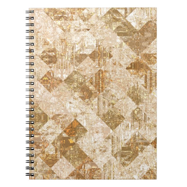 Bright abstract mosaic golden pattern notebook (Front)