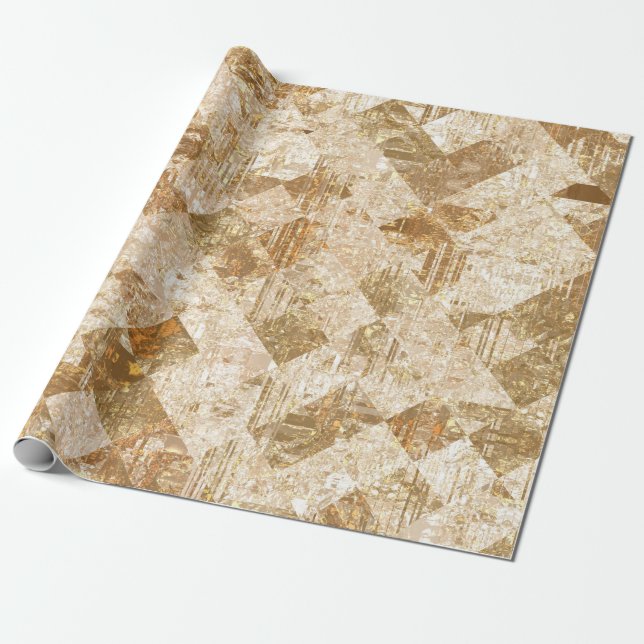 Bright abstract mosaic golden pattern wrapping paper (Unrolled)