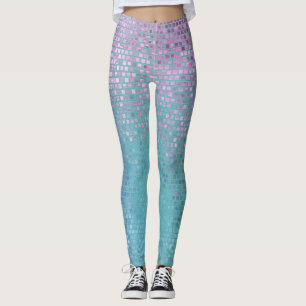 Bright Abstract Mosaic Multicolored Gloss Leggings