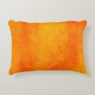 Bright abstract mosaic orange background with glos decorative cushion