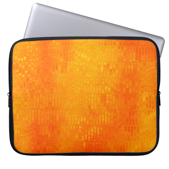 Bright abstract mosaic orange background with glos laptop sleeve (Front)