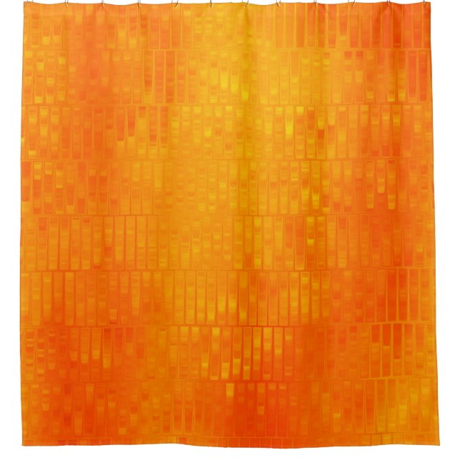 Bright abstract mosaic orange background with glos shower curtain (Front)