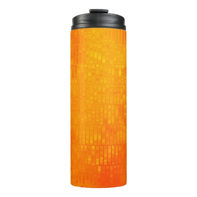 Bright abstract mosaic orange background with glos thermal tumbler (Front)