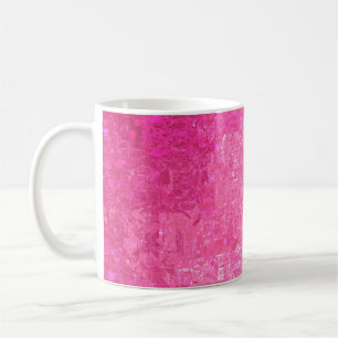 Bright abstract mosaic pink background with gloss coffee mug