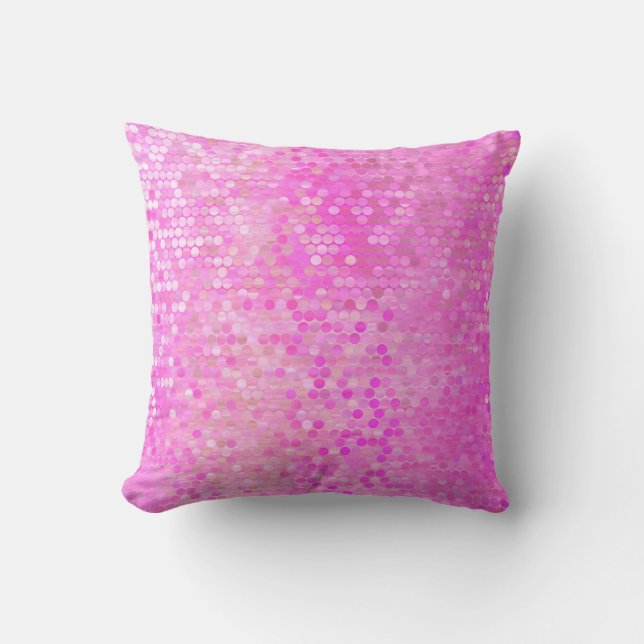 Bright abstract mosaic pink with gloss cushion (Front)