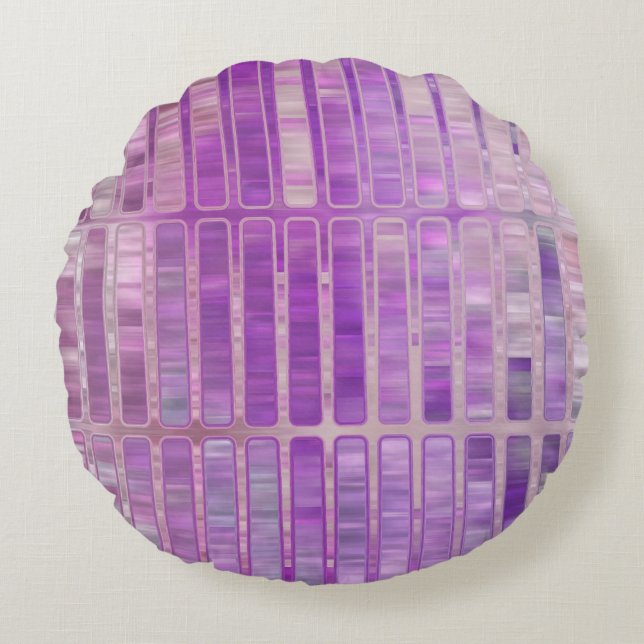 Bright abstract mosaic violet background with glos round cushion (Front)