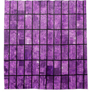 Bright abstract mosaic violet background with glos shower curtain