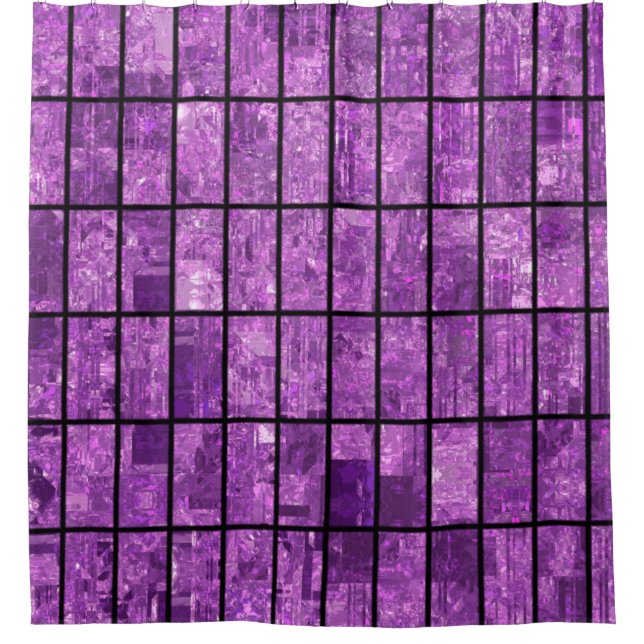 Bright abstract mosaic violet background with glos shower curtain (Front)