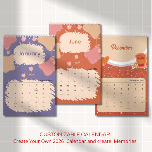 Bright Abstract Pastel Flowers Calendar