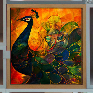 Bright Abstract Peacock Decoupage Tissue Paper