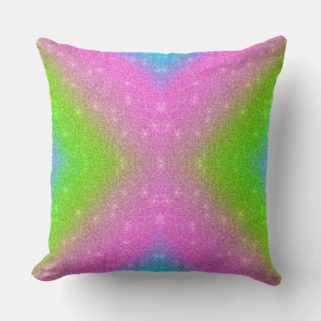 Bright Abstract Pink Green Blue Gradient Art Cushion (Front)