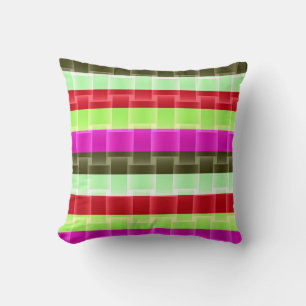 Bright Abstract Stripes Pattern (Red, Pink, Lime) Cushion