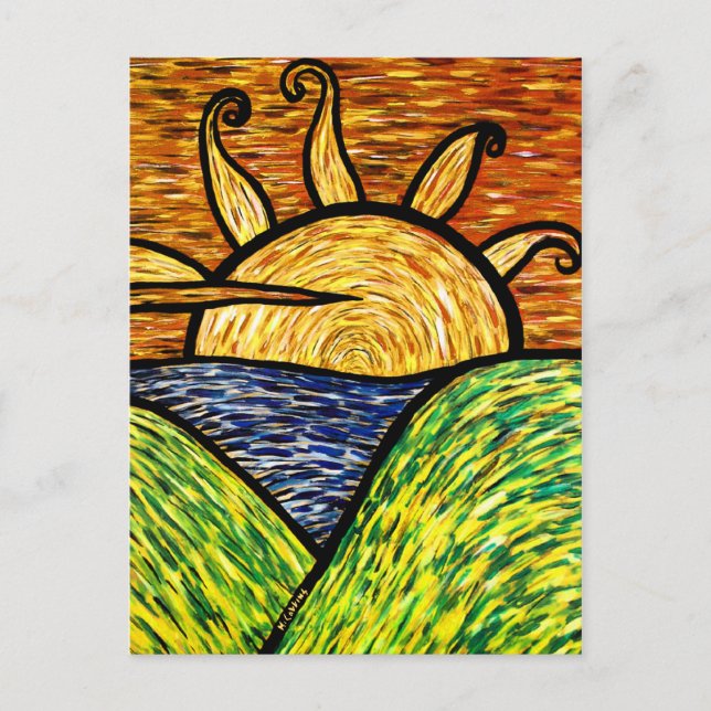 Bright Abstract Sunset Postcard (Front)