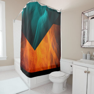 Bright Abstract Teal and Orange Shower Curtain