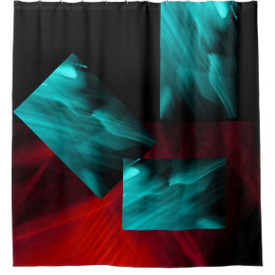 Bright Abstract Teal and Red Shower Curtain