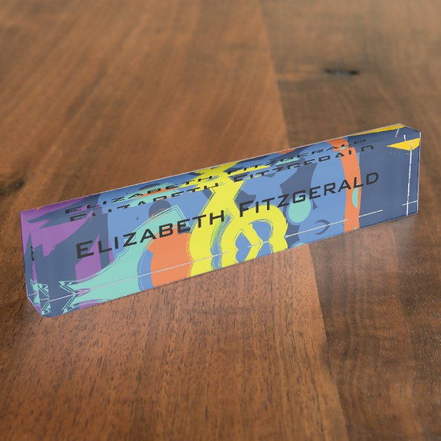 Bright Abstract Treble Clef Music Notes Nameplate (Side)