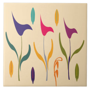 Bright Abstract Watercolor Art Calla Lily Ceramic Tile