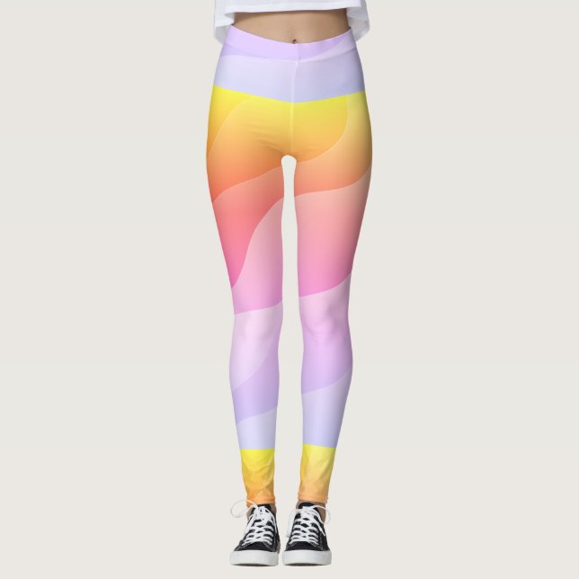 Bright Abstract Wavy Lines Leggings (Front)
