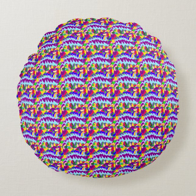 Bright African style art patterns Round Cushion (Front)