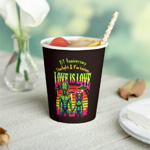 Bright Aliens in Love Under Sky Paper Cups