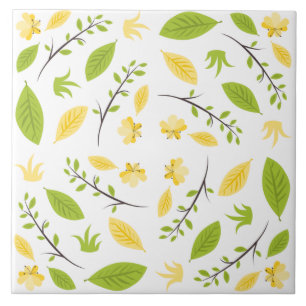 Bright and airy springtime flora pattern  ceramic tile