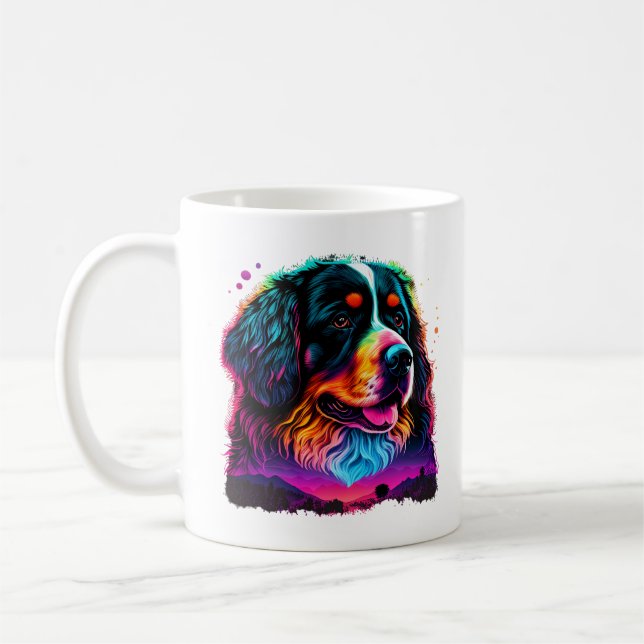Bright and Beautiful Bernese Mountain Dog Coffee Mug (Left)