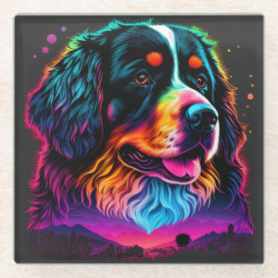 Bright and Beautiful Bernese Mountain Dog Glass Coaster