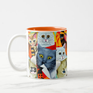 Bright and Beautiful Cats Two-Tone Coffee Mug