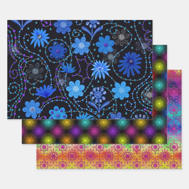 Bright and Beautiful Hippie Style Wrapping Paper Sheet (Set)