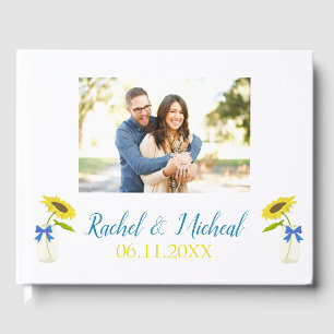 Bright and Beautiful Photo Sunflower Theme Wedding Guest Book