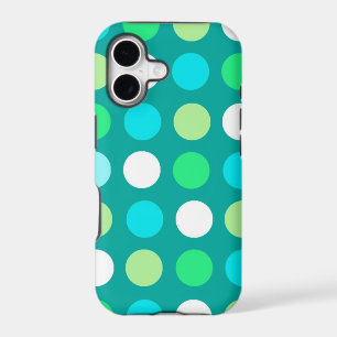 Bright and beautiful soft green, blue polka dots