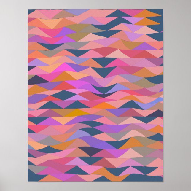 Bright and Bold Abstract Triangles in Vivid Colour Poster (Front)