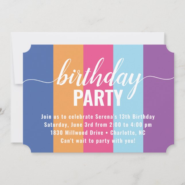 Bright and Bold Colour Swatch Birthday Invitation (Front)