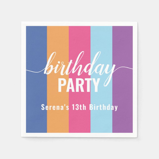 Bright and Bold Colour Swatch Birthday Napkin (Front)