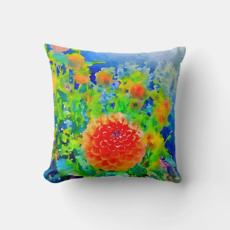 Bright and Bold Dahlia Cushion