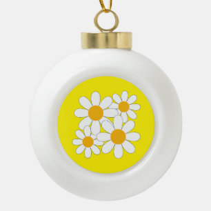 Bright and Bold Daisy Ceramic Ball Christmas Ornament