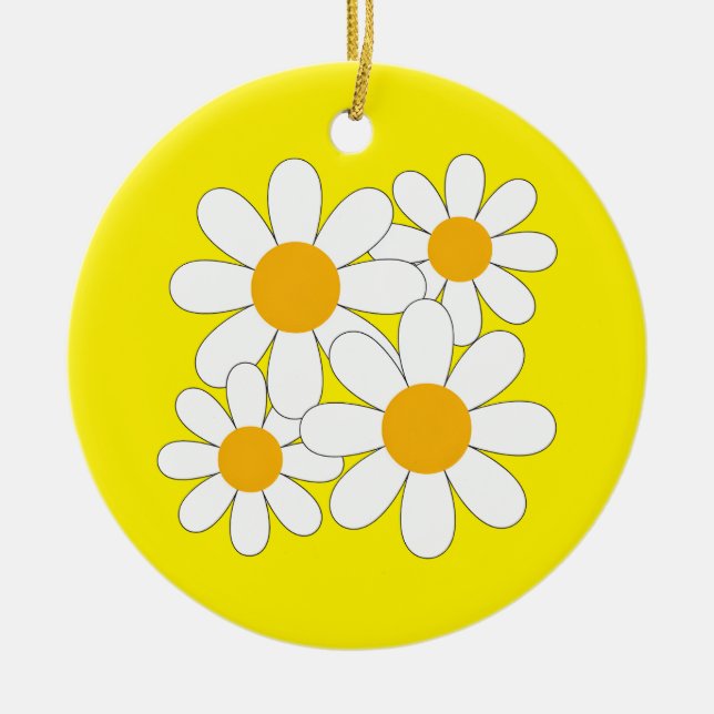 Bright and Bold Daisy Ceramic Ornament (Front)
