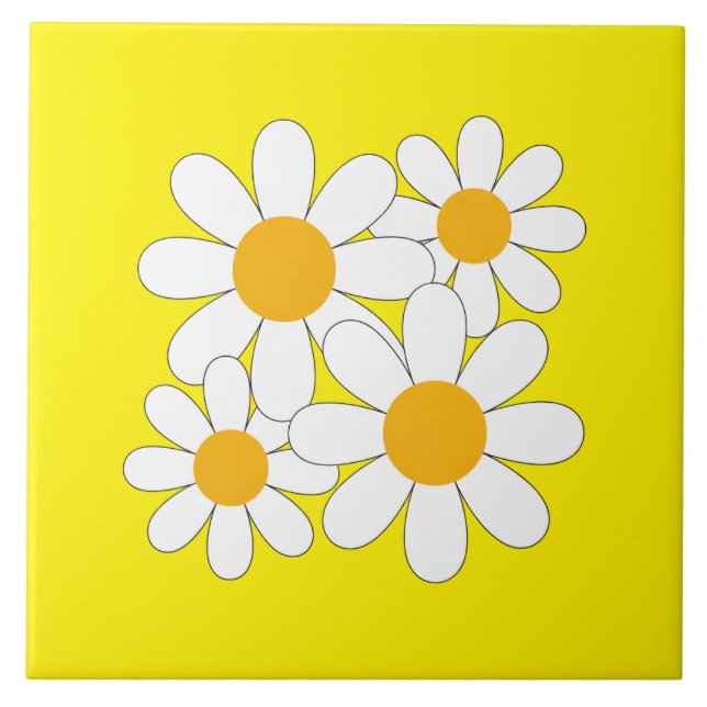 Bright and Bold Daisy Ceramic Tile (Front)