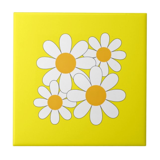 Bright and Bold Daisy Ceramic Tile (Front)