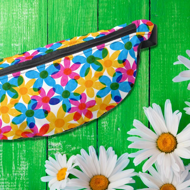 Bright and Bold Hippie Flowers Retro Floral Bum Bags (Creator Uploaded)