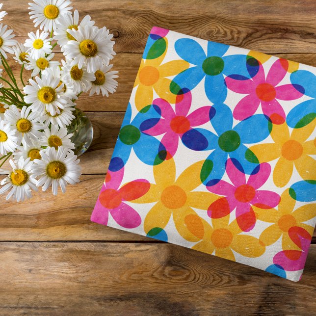 Bright and Bold Hippie Flowers Spring Floral Cushion (Creator Uploaded)